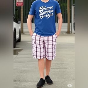 Lee Dungarees mens casual plaid shorts, flat front  - Father's Day